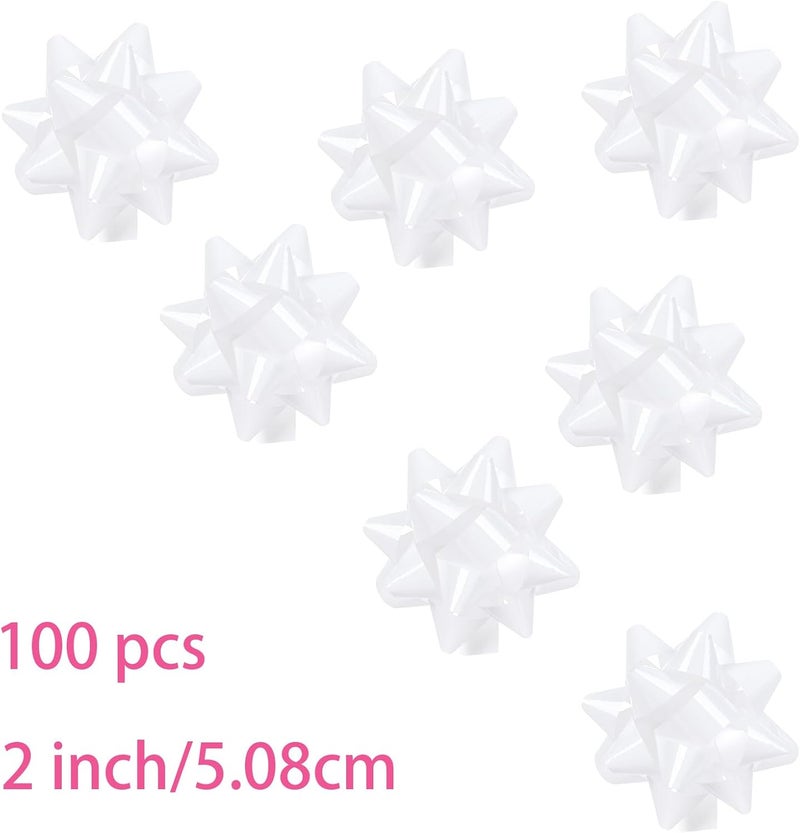 DYSHIPEN 100Pcs Small White Star Bows for Gift Wrapping and Presents,Multiple coClour Christmas Bows,for Parties, Birthdays, Weddings or Other Holidays. - Image 3